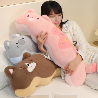 Cream Cat Plush Pillow Ergonomic Body Pillow for Side Sleeping & Cuddling 80/100cm Soft Stuffed Animal for Bed And Sofa