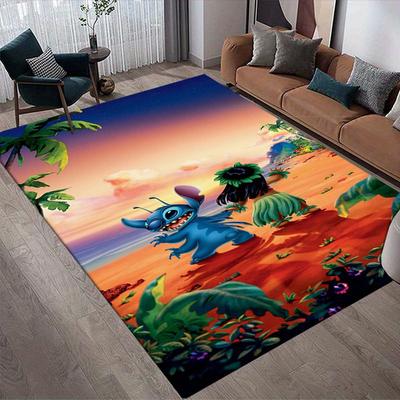 1pc Disney Lilo and Stitch Pattern Carpet Area Rug Non-slip Carpet Hand Washable Floor Mat Suitable For Living Room Bedroom Home Decor