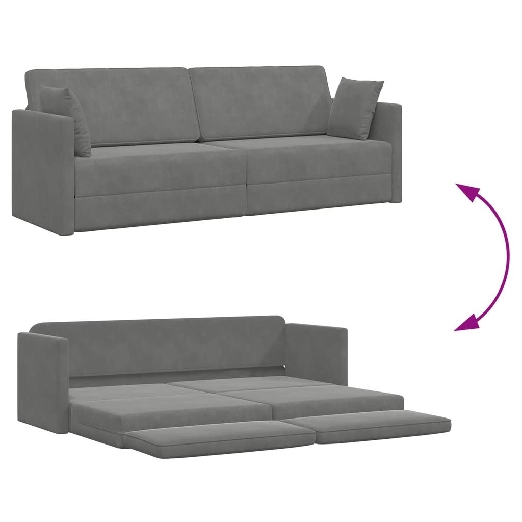 Floor Sofa Bed Dark Grey 213 X 70 X 77 Cm Velvet