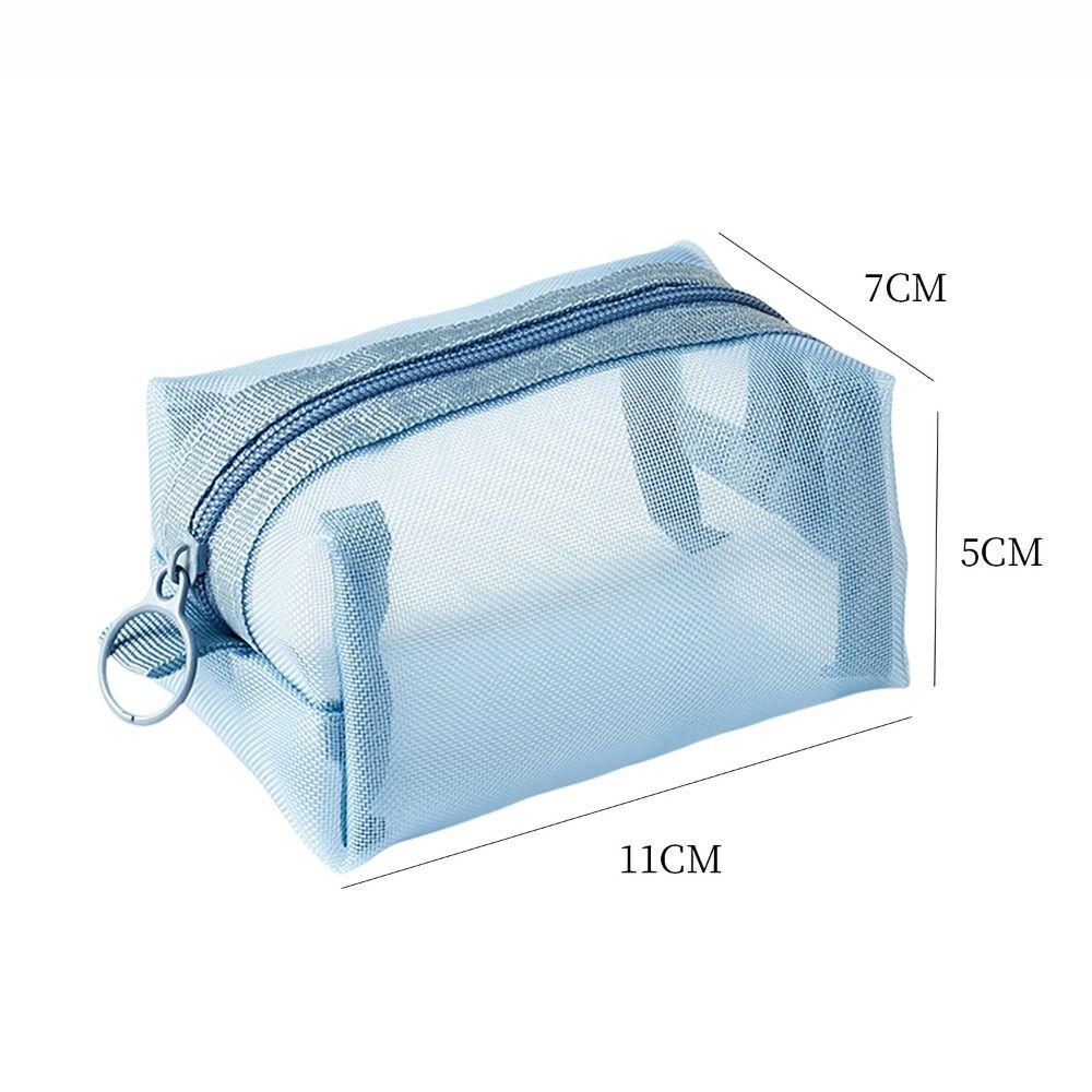 Vintage Three-dimensional Square Nylon Mesh Coin Purse Pouch Large Capacity Key Lipstick Earphone Organizer Card Bag