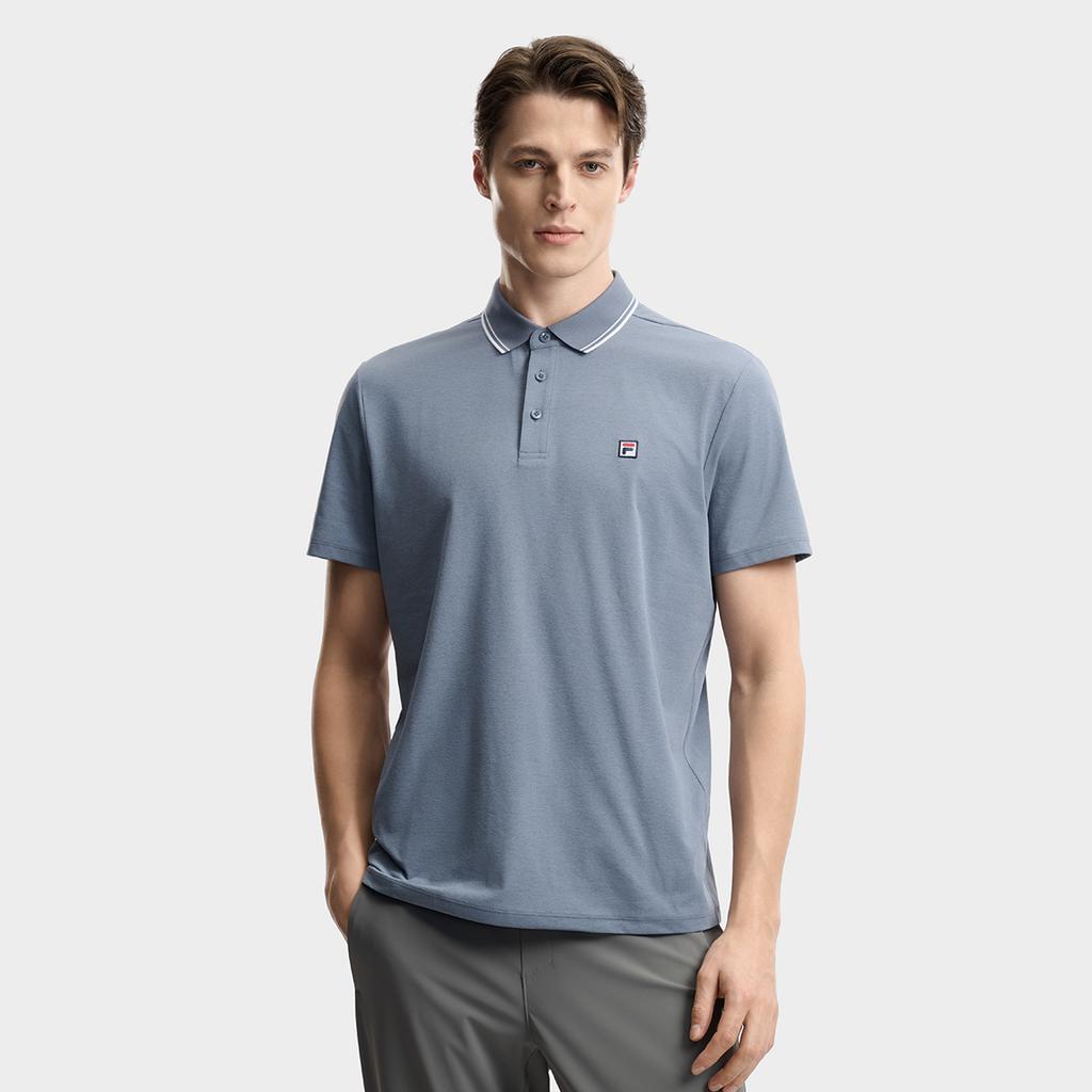 Fila Tennis Classic Fashion Simple Sports Tennis Casual Versatile Comfortable Knitted Short Sleeve Polo Shirt Men Tops Dark-Gray A51M623101FDY