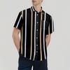 Striped Color Blocking Print - Men's Casual Short Sleeved Shirt