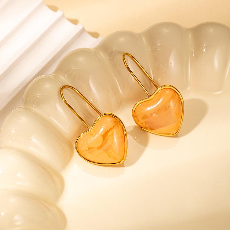 

Красочные серьги-сердечки из смолы - Корейский стиль для женщин, Универсальные и милые летние украшения