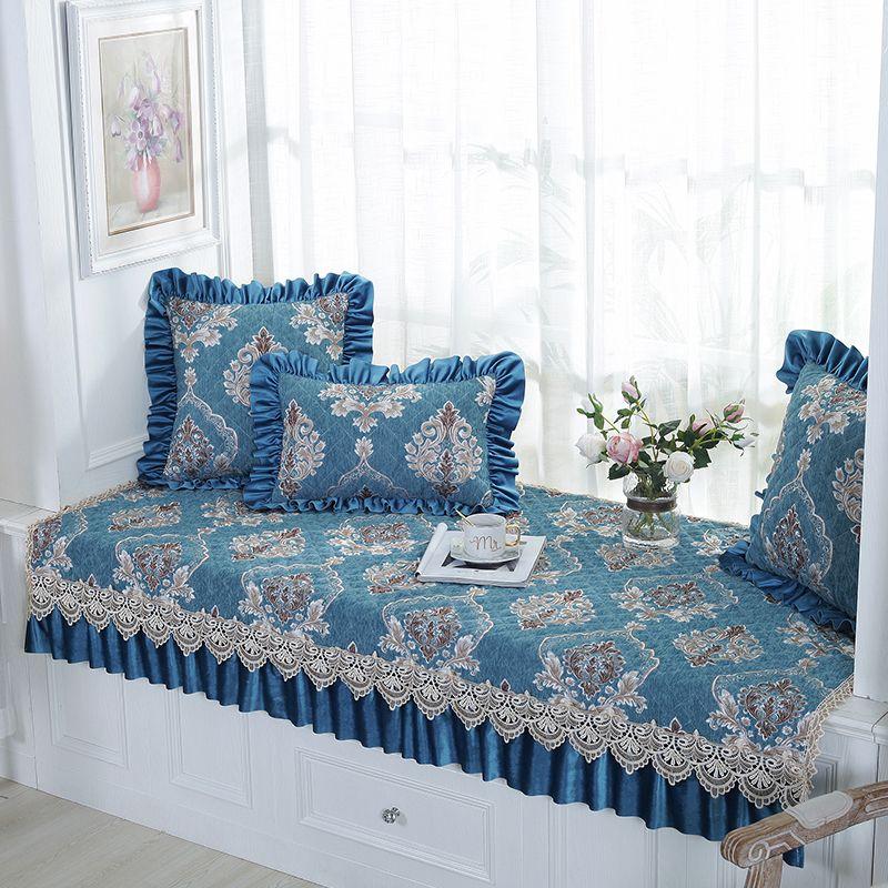 

Шенилловая подушка на подоконник Нескользящая Синяя Круглогодичная Нейтральная Подушка на подоконник для гостиной и спальни Толстая ткань Балконная подушка Подушка