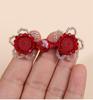 5pcs Glass Crystal Rose Handmade Frog Buttons, Luxury Decorative Buttons for Cheongsam Hanfu Formal Dress