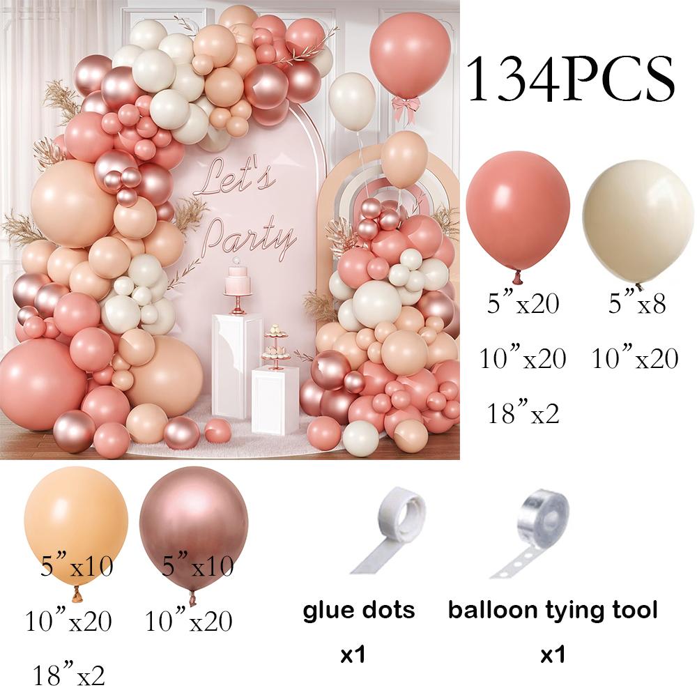 

Retro Pink Balloons Garland White Sand Nude Gold Balloons Arch Kit Wedding Gender Reveal Graduation New Year Decoration Globos As Picture