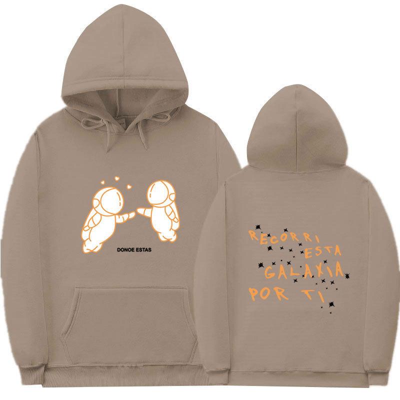 Außenhandel neue Mode Druck Doppel-Astronaut Kapuzenpullover Lockerer Pullover Freizeit Herren und Damen Freizeit Sportpullover