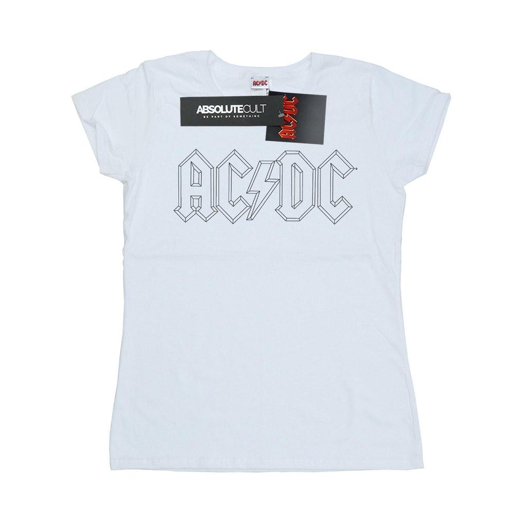 AC/DC Womens/Ladies Black Outline Logo Cotton T-Shirt