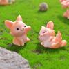 Miniature Fox Figurine for Garden Landscaping, Resin Animal Ornament, Cartoon-Style Decor.