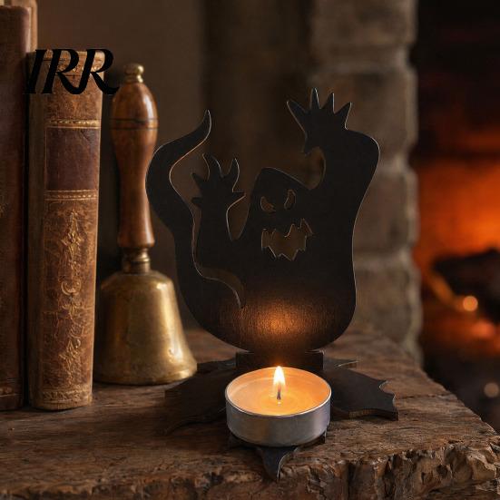Stable Tea Light Base Halloween Ghost Candle Holder, Solid Wood Stand, Maple Leaf Decorative Holder Candlestick, Projection Stand for Spooky