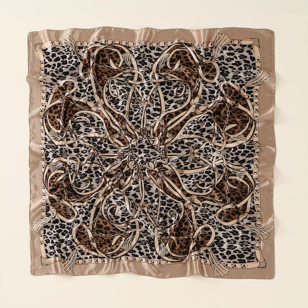 90*90CMSatin Square Scarf Women Muslim Hijab Elegant Print Silk Neckerchief Shawl Wraps Headband Handle Hair Accessories Bandana