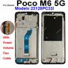 LCD Middle Frame Housing For Xiaomi Poco M6 M6 Pro 4G 5G Middle Frame Holder Cover With Volume Key Replacement Repair Parts