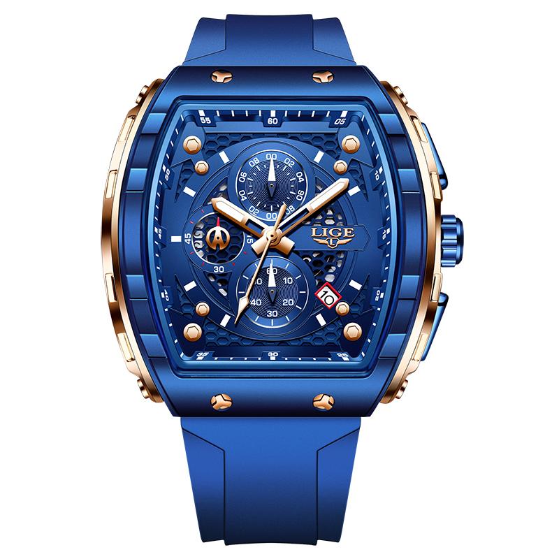 Men Watch Fashion Business Watch Men Square Black Silicone Luminous Waterproof Quartz Wrist Watches For Men Montre Homme