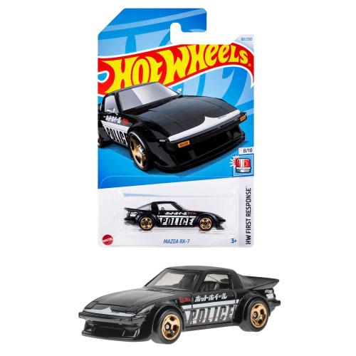 Hot Wheels Basic Car Mazda RX-7 Vehicle Toy Miniature Car for Ages 3 and Up, Black, HXR18