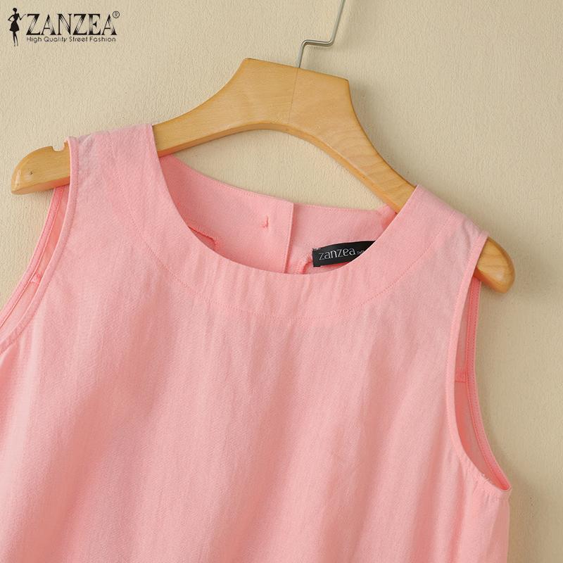 ZANZEA Women Summer Casual Round Neck Loose Sleeveless Tank Tops