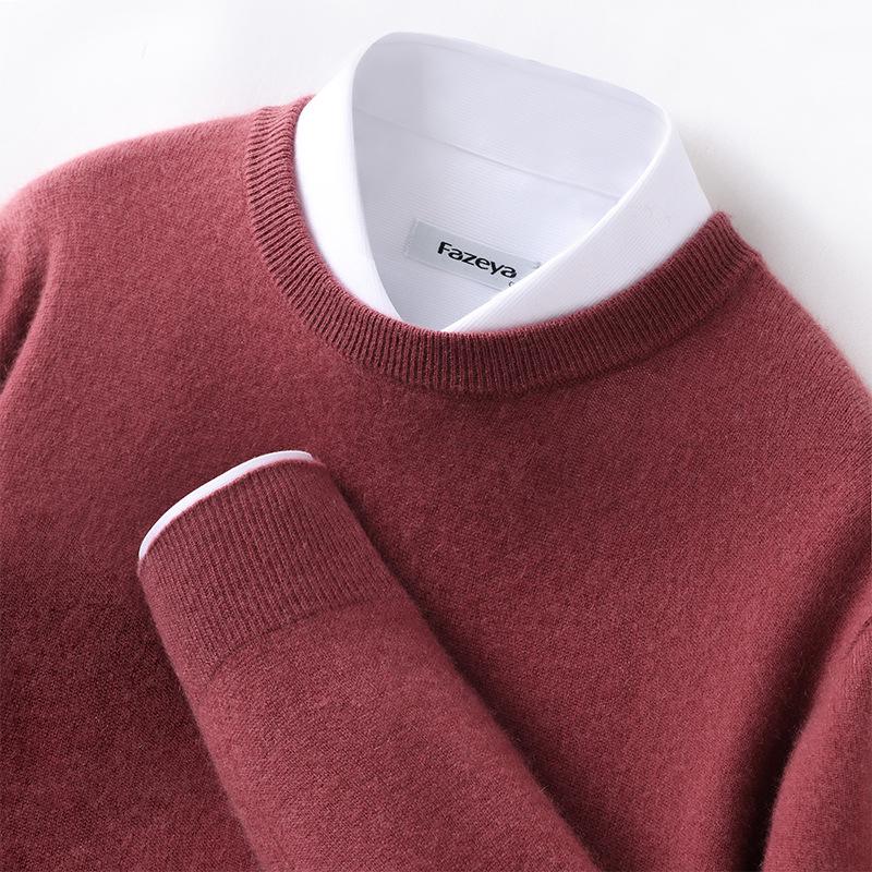 

Men s Soft Cashmere Knitwear Round Neck Sweater - Autumn/Winter Base Layer Pullover M
