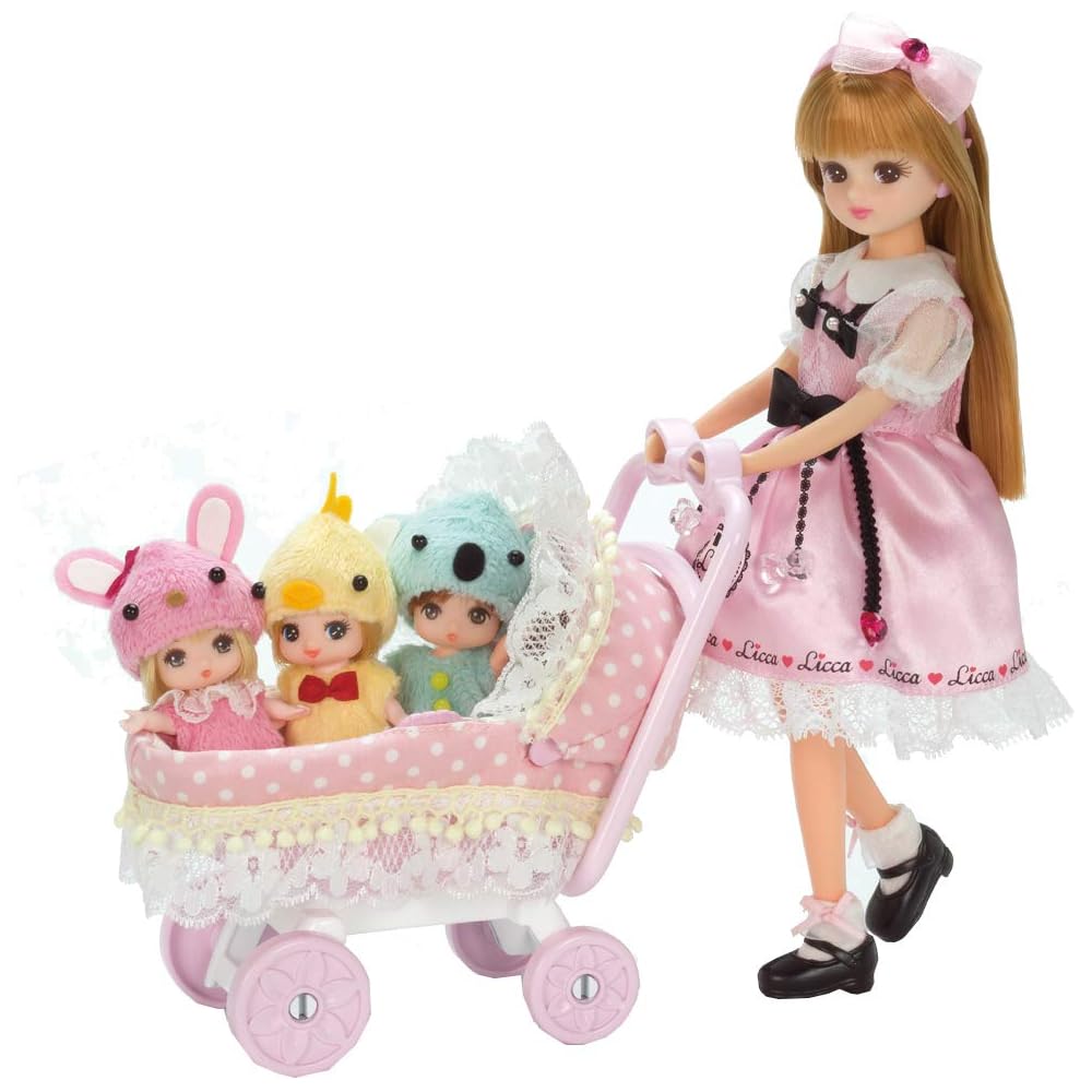 Takara Tomy Licca LF-11 Triplet Baby Doll Stroller Toy for Pretend Play Ages 3 and Up