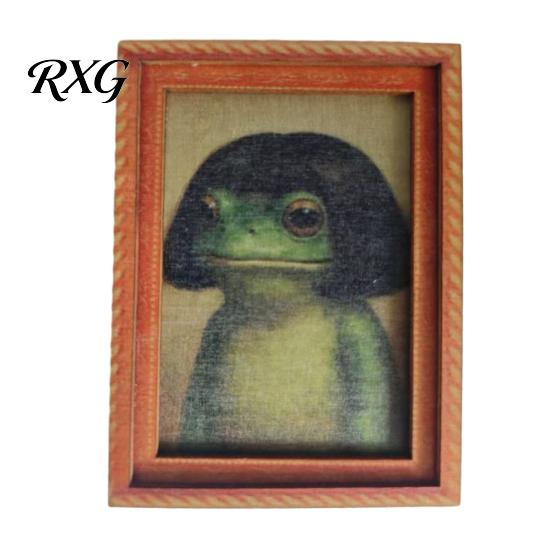 Hair Style Frog Magnet Abstract Refrigerator Magnet, Framed Hairstyle Fridge Animal Frame Home Kitchen Office Decoration Party Favors Magnetic