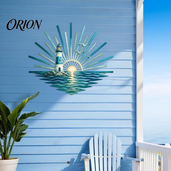 Mermaid Wall Hangings Metal Ocean Decor, Turtle/Lighthouse/Mermaid Pattern Weather Resistant Outdoor Decor Art Sculptures for Patio Garden And Living