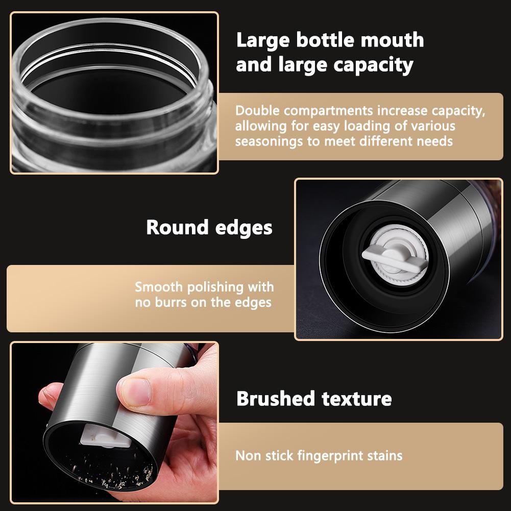 Fillable Double Head Pepper Grinder Long Lasting Freshs Keeping Spice Grinder Kitchen Accessories