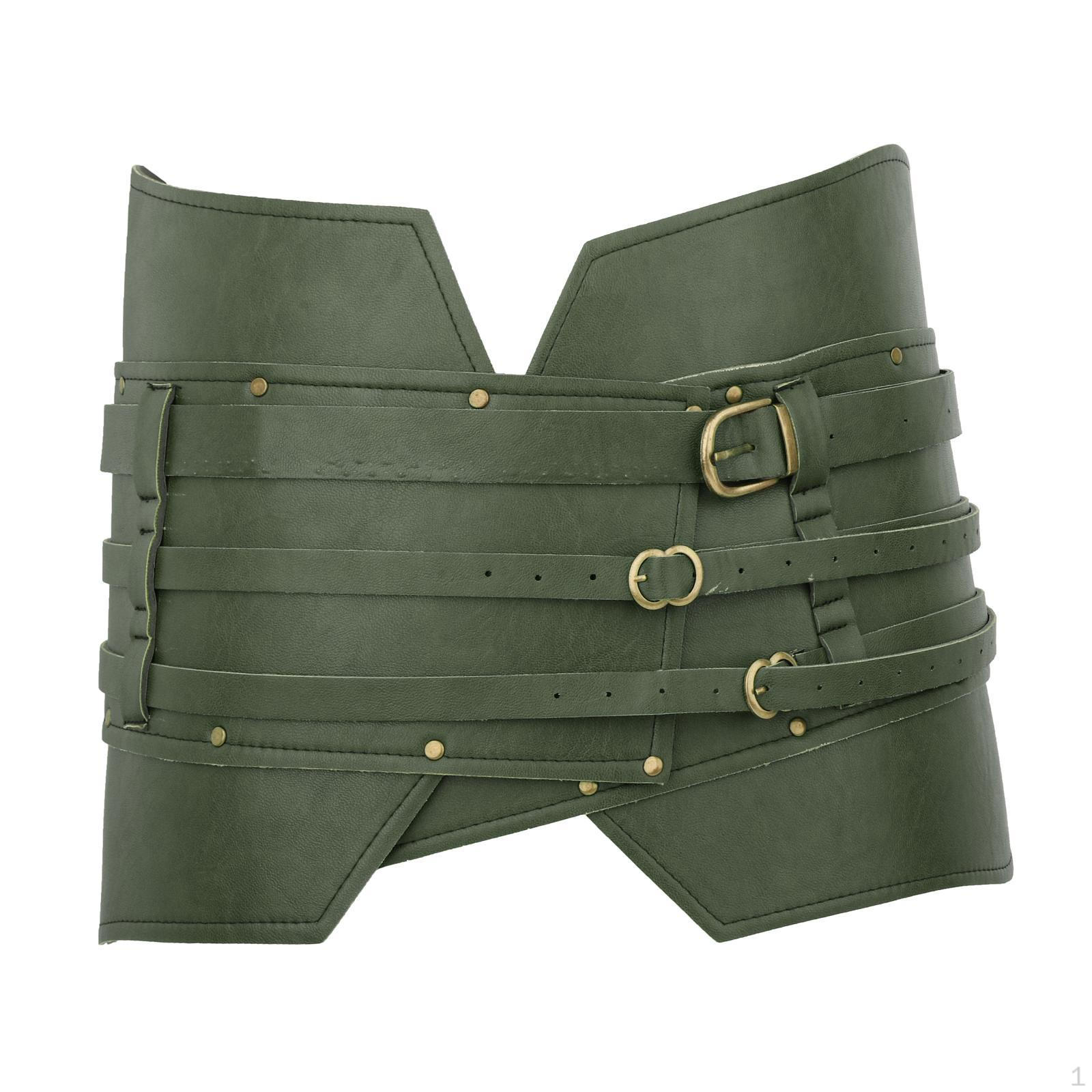 Регулируемый Средневековый Винтажный Широкий Пояс Портупея Ремни Стимпанк Кушак Эластичная Талия Искусственная Кожа зелёный