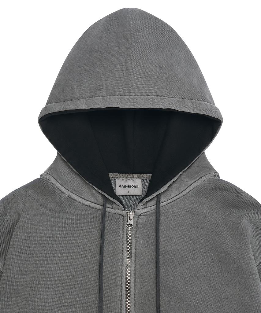 Gainsboro Pigment 2Way Signature 1 Zip-Up Hoodie_Golden Gray