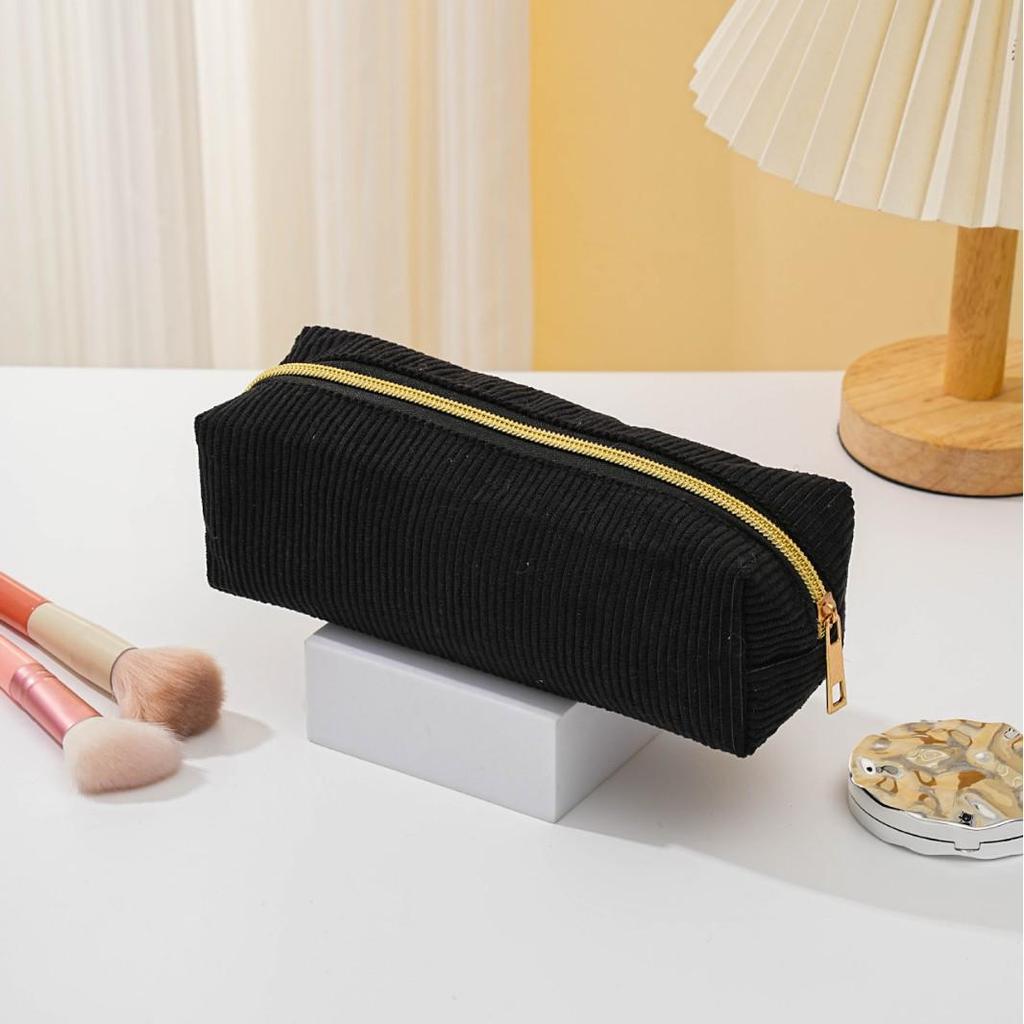 High-Capacity Corduroy Pencil Case & Makeup Bag – Korean Style Cute Stationery Box for Girls