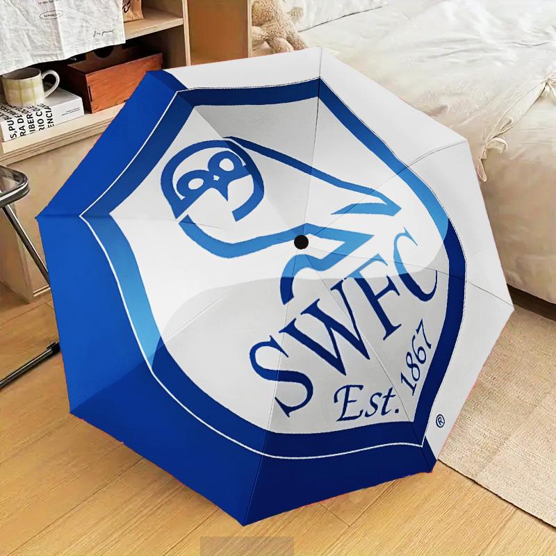 Blue Sheffield With Owl Automatic Folding Umbrella - 8-Rib Travel Umbrella with Auto Open/Close & Portable Gifts for Holidays or Birthdays