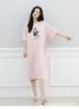 Korean version dress round neck comfortable nightdress women's casual fresh pleated short sleeve floral dress slim dress