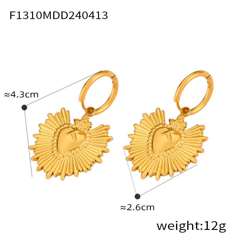 Exquisite 18K Gold-Plated Titanium Steel Floral Dangle Earrings for Women - Bold and Elegant Design