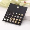 12 Pcs/Set Crystal Alloy Round Ball Gold Color Stud Earrings Vintage Silver Color Simulated Pearl Earring Set for Women