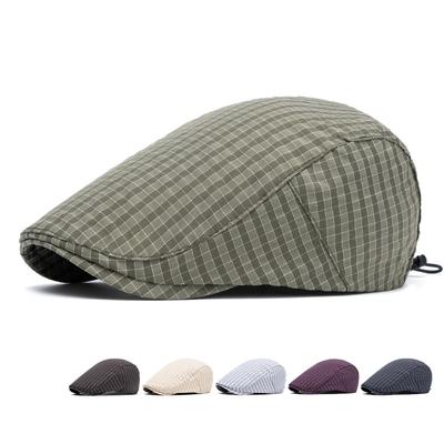 British Vintage Plaid Beret Lightweight Spring Summer Peaked Cap Men's Forward Cap Outdoor Sunshade Cap