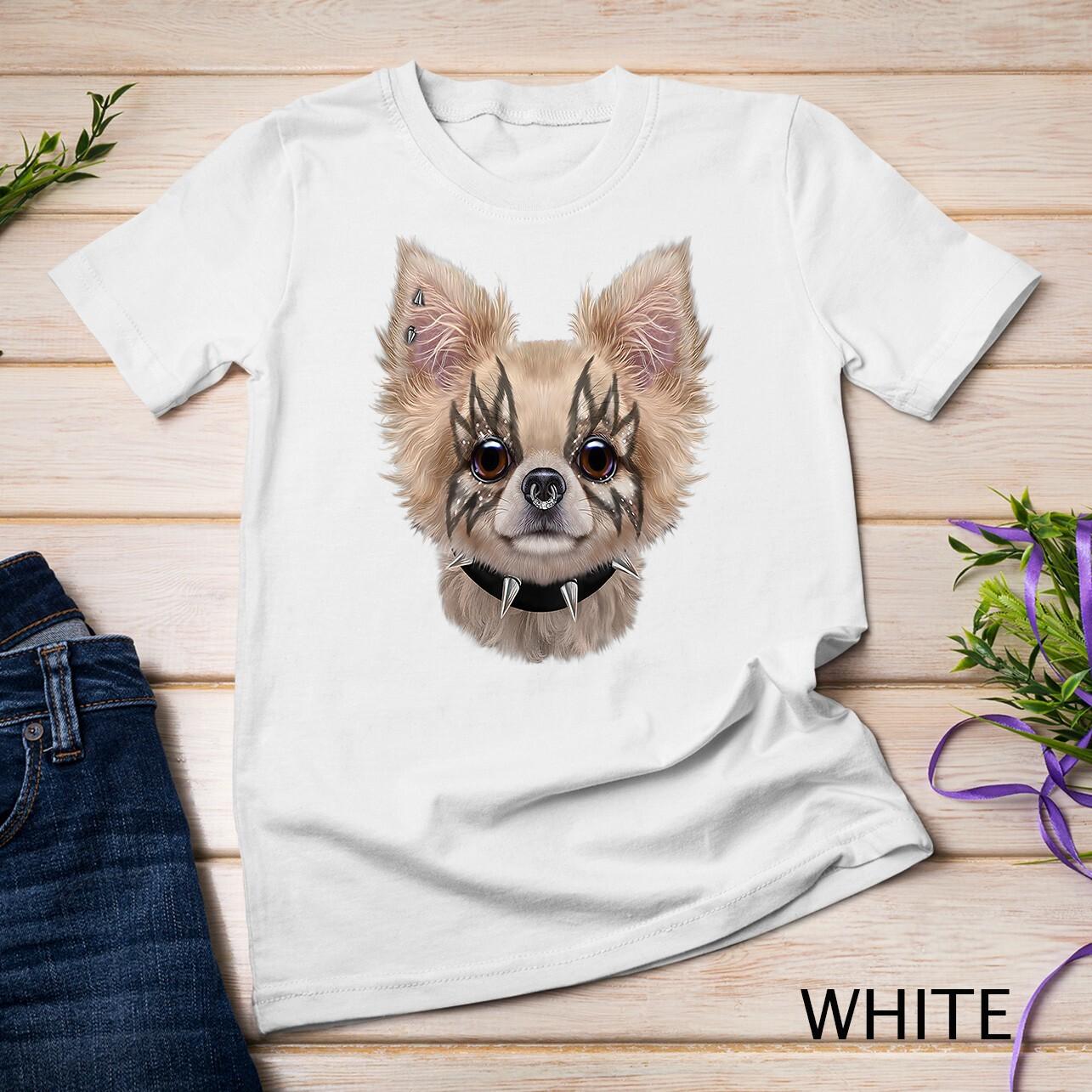Chihuahua Dog in Punk Rock Style Unisex T-Shirt Mens Womens Tees Top M