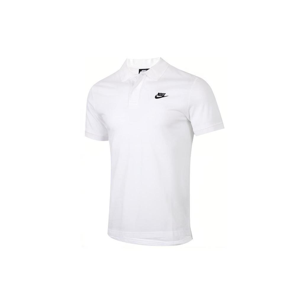 Nike Sportswear Embroidered Letter Logo Solid Color Casual Short Sleeve Polo Shirt Men Tops White CJ4457-100