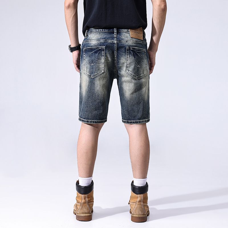 New Retro Ripped Denim Shorts Men's Summer Thin Five-point Pants Casual Mid-sized Pants