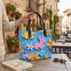  Cute Rabbit Floral Printed Tote Bag Casual Large Capacity Portable Daily Handbag