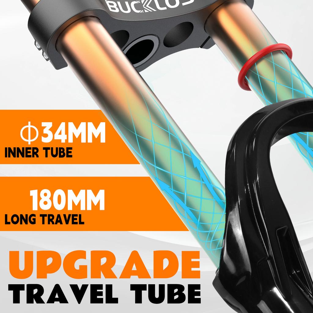 26 27.5 29 Zoll 34mm Bucklos Mountainbike Federgabel Schnellspanner Doppelschulter Innenrohr 175mm Federweg 9mm QR Ausfallende