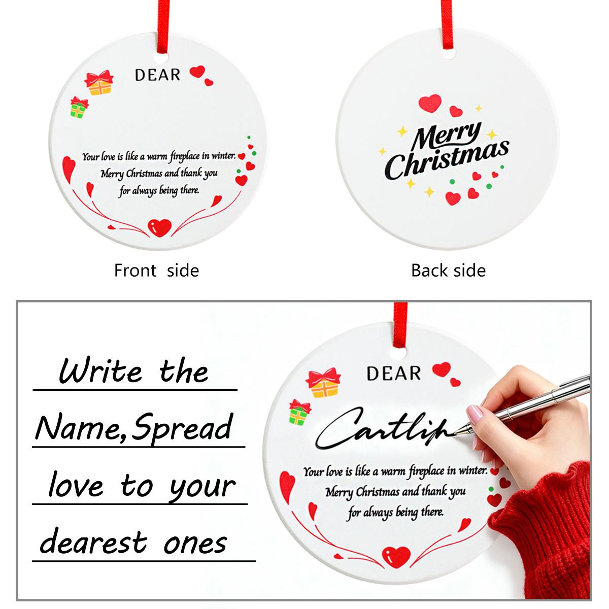 

1 ceramic heart Christmas pendant, DIY Christmas tree decoration hanging, can DIY write names, Christmas gifts