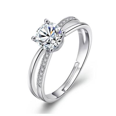925 Sterlingsilber Luxus Damen AAA Weiß Zirkon Braut Ehering Verlobungsringe Für Frauen S-R131
