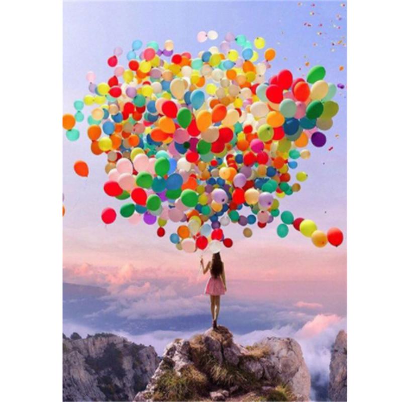 HUACAN Diamond Rhinestones Paintings Eiffel Tower Landscape Diamond Mosaic Balloon Embroidery Girl Needlework Art Home Decor