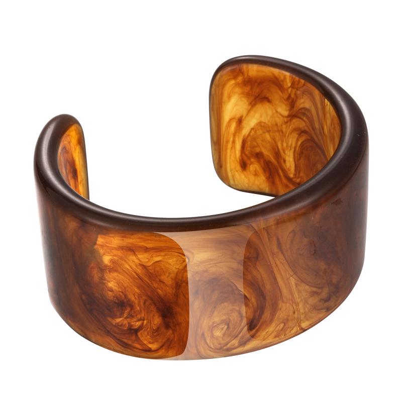 Pulsera Vintage de Acrílico Acetato de Borde Ancho Circular para Mujer