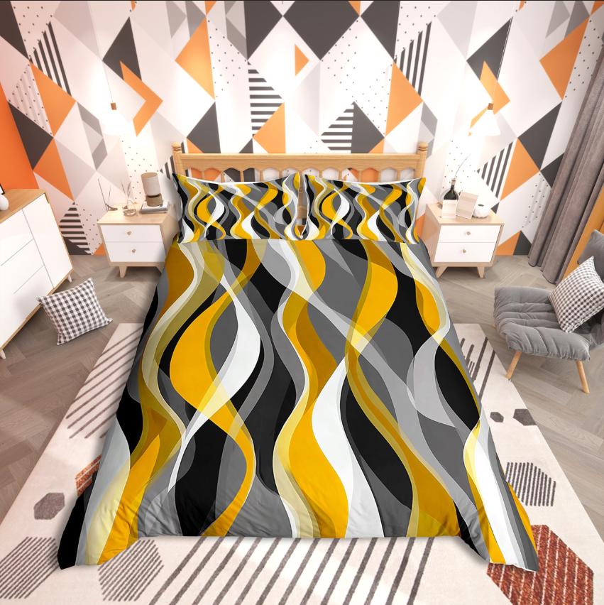 Homewish Geometric Stripes Duvet Cover SetSpiral Lines For Teens Bedding SetAbstract Artwork Decor