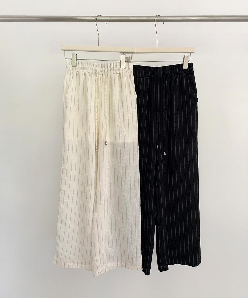 Baseukala Stripe Banding Wide Slacks (2Colors)