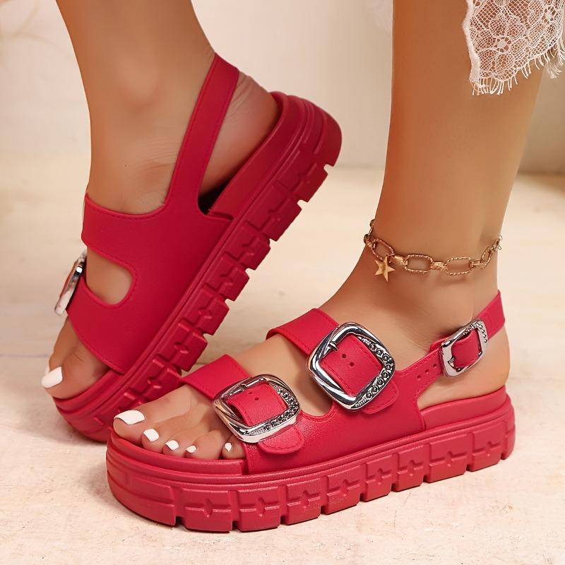 Women's Summer Beach Vacation Fashion Double-Buckle Design Comfortable Trendy Versatile Indoor Outdoor Bohemian Style Sandals