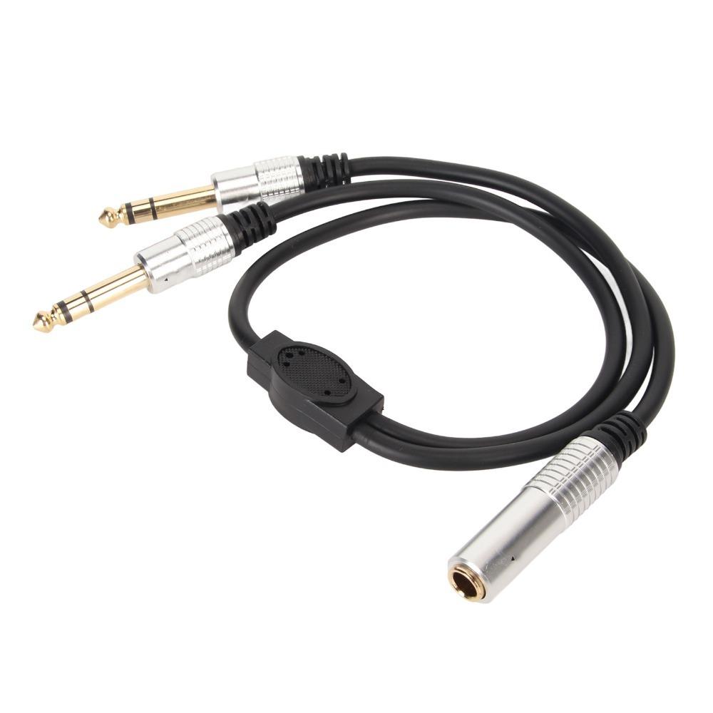 Plug and Play 6.35mm 1 To 2 Y Splitter Cable 1.6ft Speaker Y Extension Cable  Audio Equipment