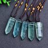 Green Fluorite Hexagon Pendant Necklace Natural Crystal Point Charm Necklace