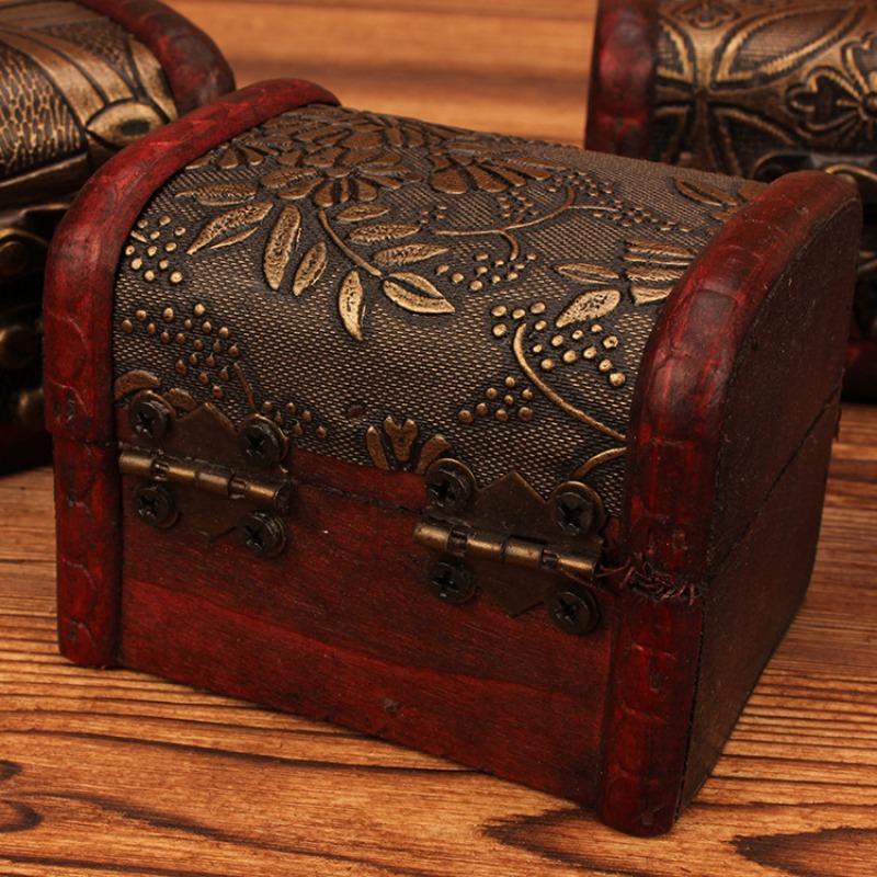 Vintage Wooden Storage Box with Lock, Retro Jewelry Keepsake Organizer for Wedding Candy, Jewelry , Trinkets,Trinkets,