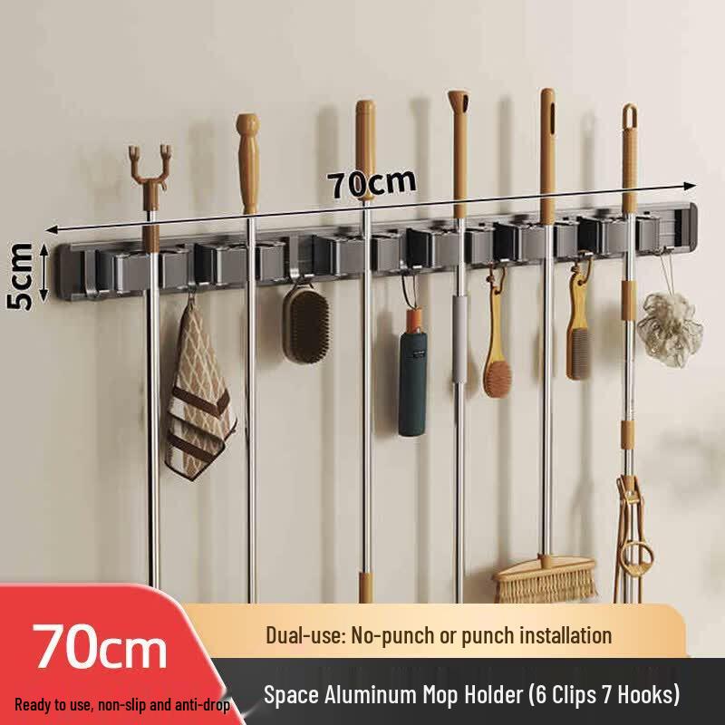 No-Drill Suction Cup Mop and Broom Holder