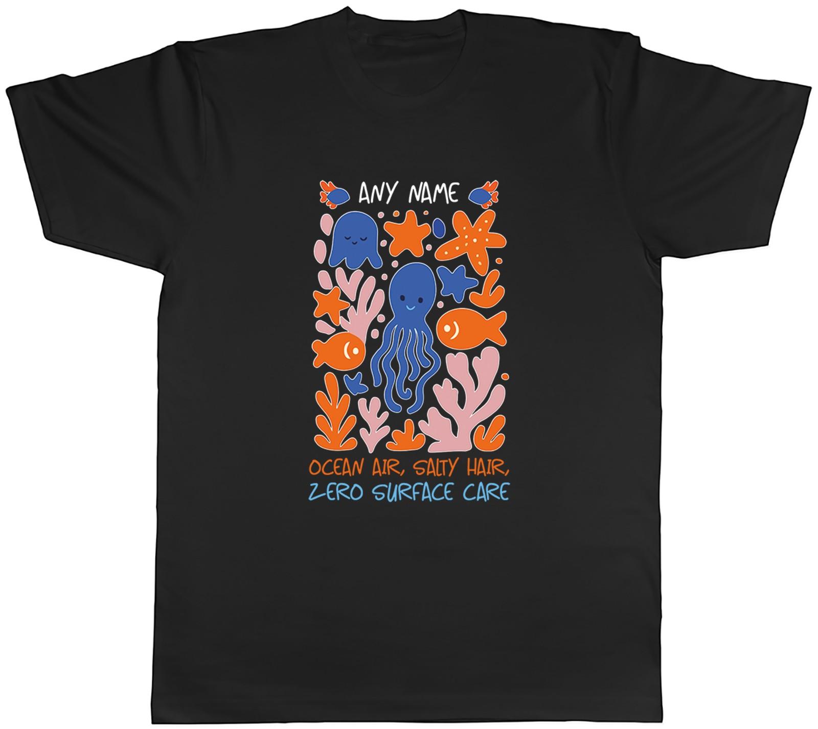Personalised Ocean Air Salty Hair Zero Care Mens T-Shirt Tee Gift Top S