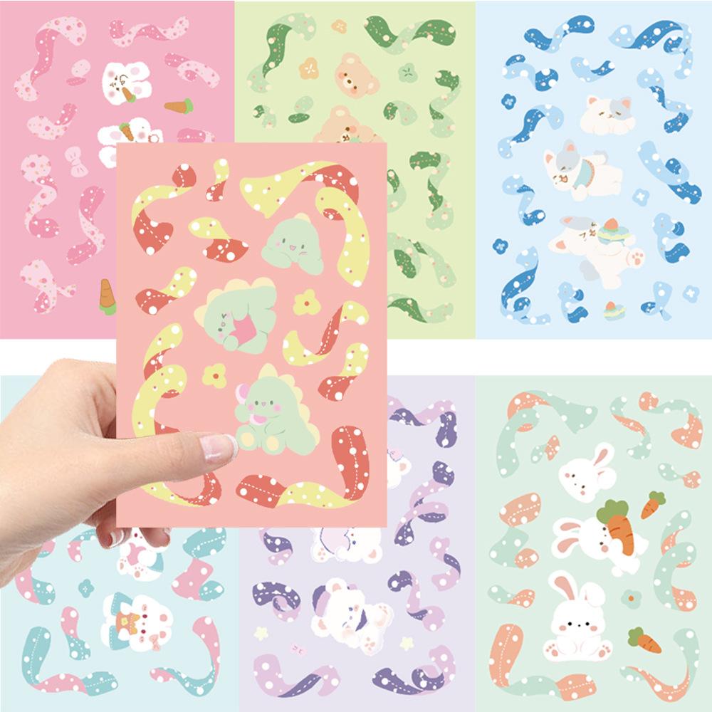 8 Toy Puzzle Colorful Ribbon Bear Star Film Stickers Cartoon Stickers Handicraft Waterproof Decorative Stickers